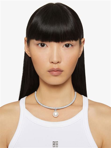 givenchy diamond choker|givenchy pearl torque.